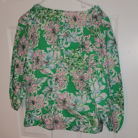 Lilly Pulitzer Vibrant Green and Pink Floral Top - Picture 6 of 12